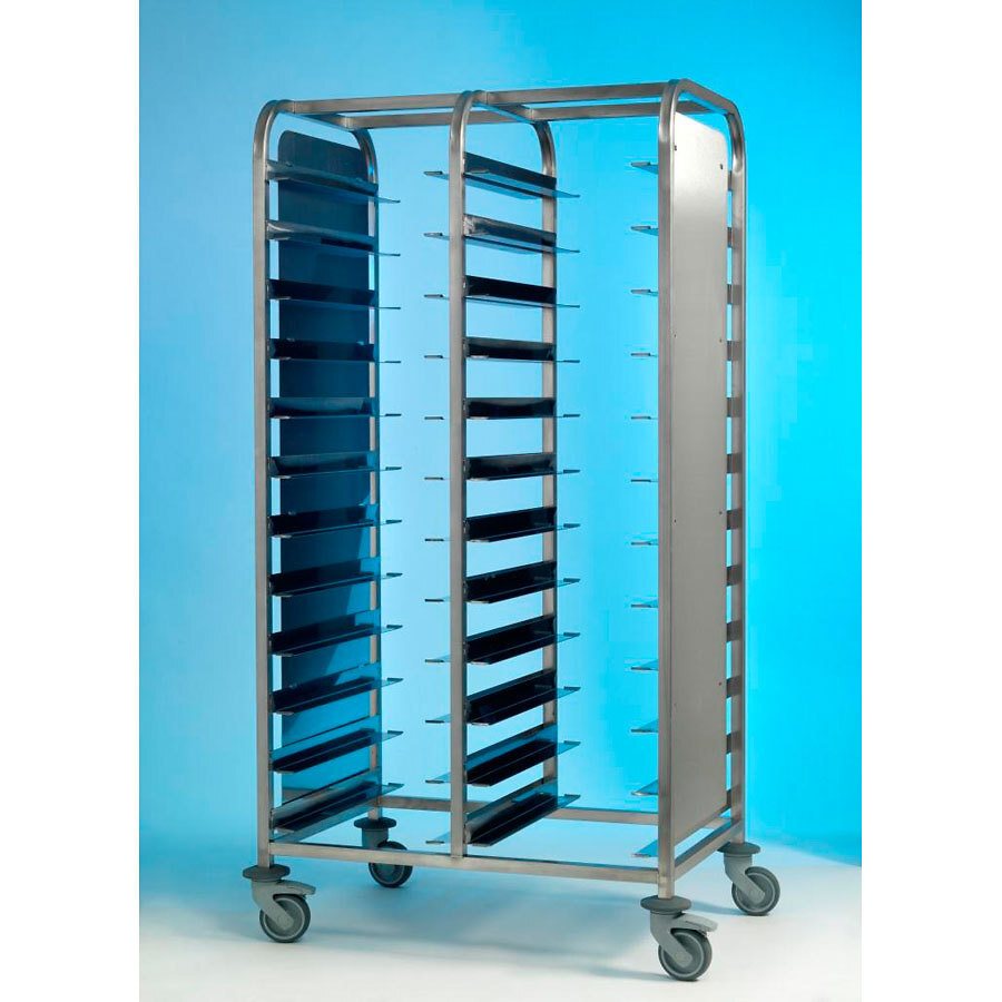 Tray Clearing Trolley - 2 x 12 Tray - Stainless Steel Frame