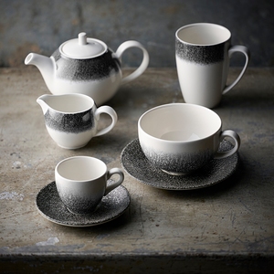 Churchill Studio Prints Raku Vitrified Porcelain Quartz Black Round Cappuccino Saucer 15.6cm