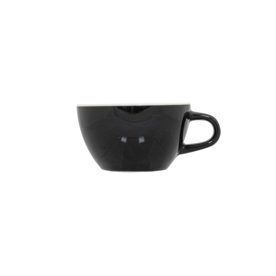 Superwhite Café Porcelain Gloss Black Bowl Shaped Cup 23cl 8oz