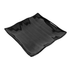 Wavy Platter Black Melamine Square 25x25x3cm
