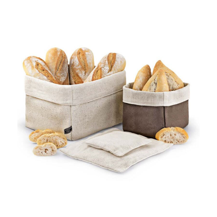 Bread basket, square large ecru cotton