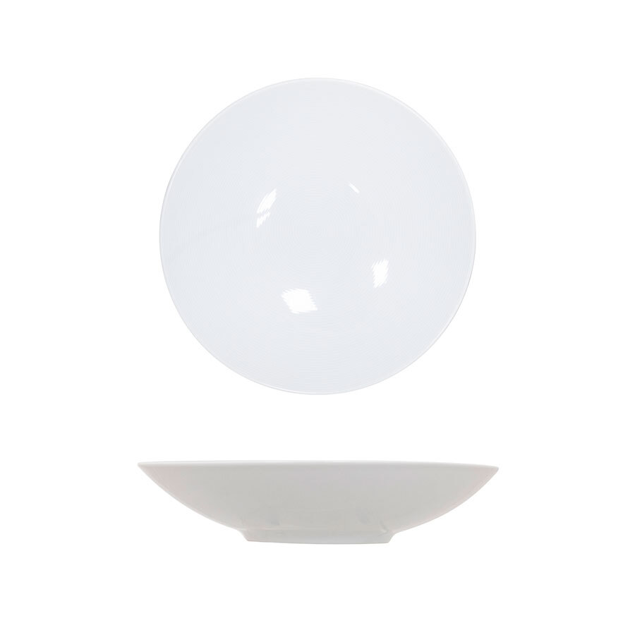 Astera Circuit Vitrified Porcelain White Round Coupe Bowl 25 cm