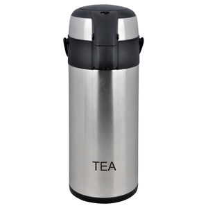 Chefmaster Stainless Steel Airpot - Pump Type - 3 Litre - Inscribed TEA
