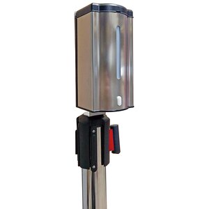 CED Barrier Post - Silver With Dispenser - Red Belt - 1300 x 320mm