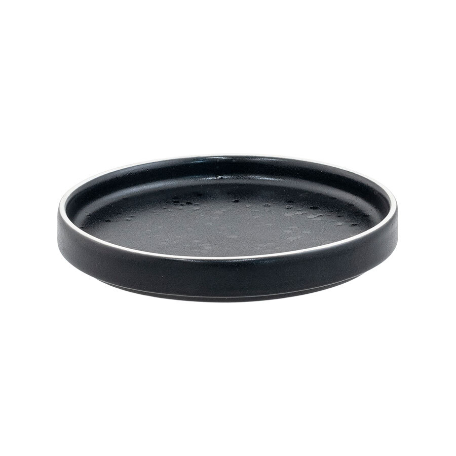 Artisan Coal Vitrified Stoneware Black Round Stacking Plate 13cm