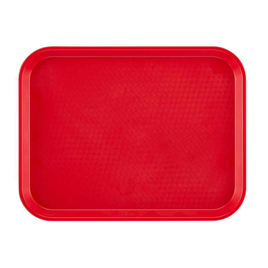 Tray Fast Food Red Oblong Poly 34.5 x 26.5cm