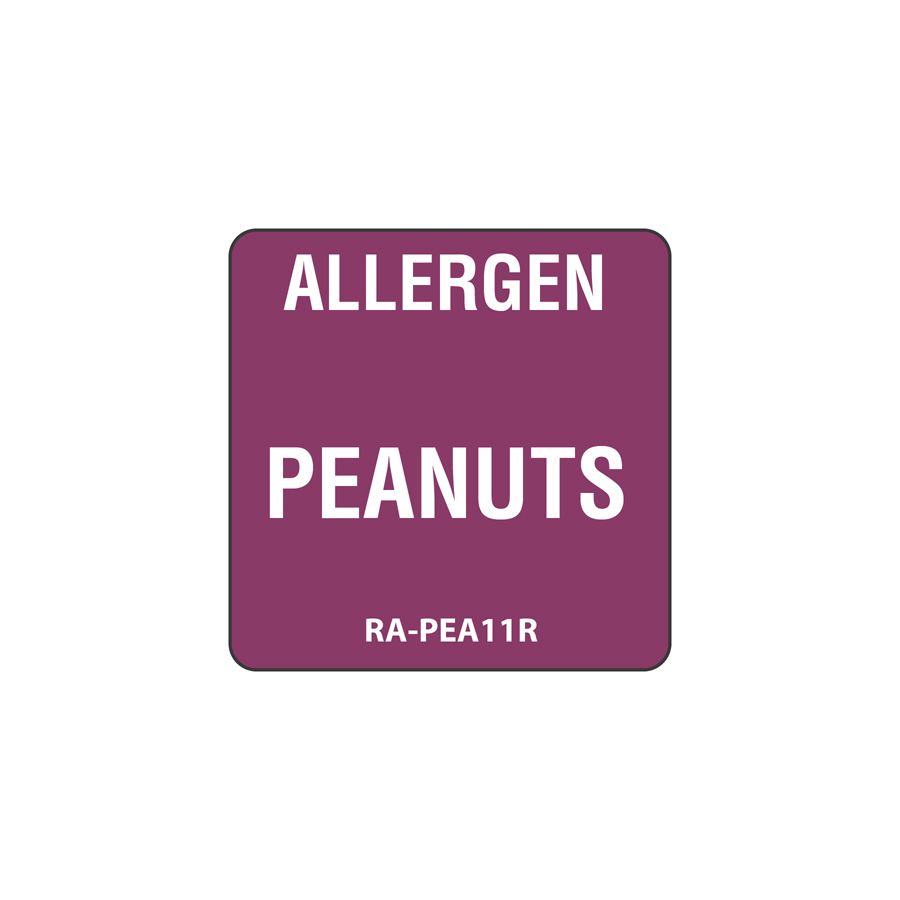 Peanut Allergen Label Purple 2.5x2.5cm