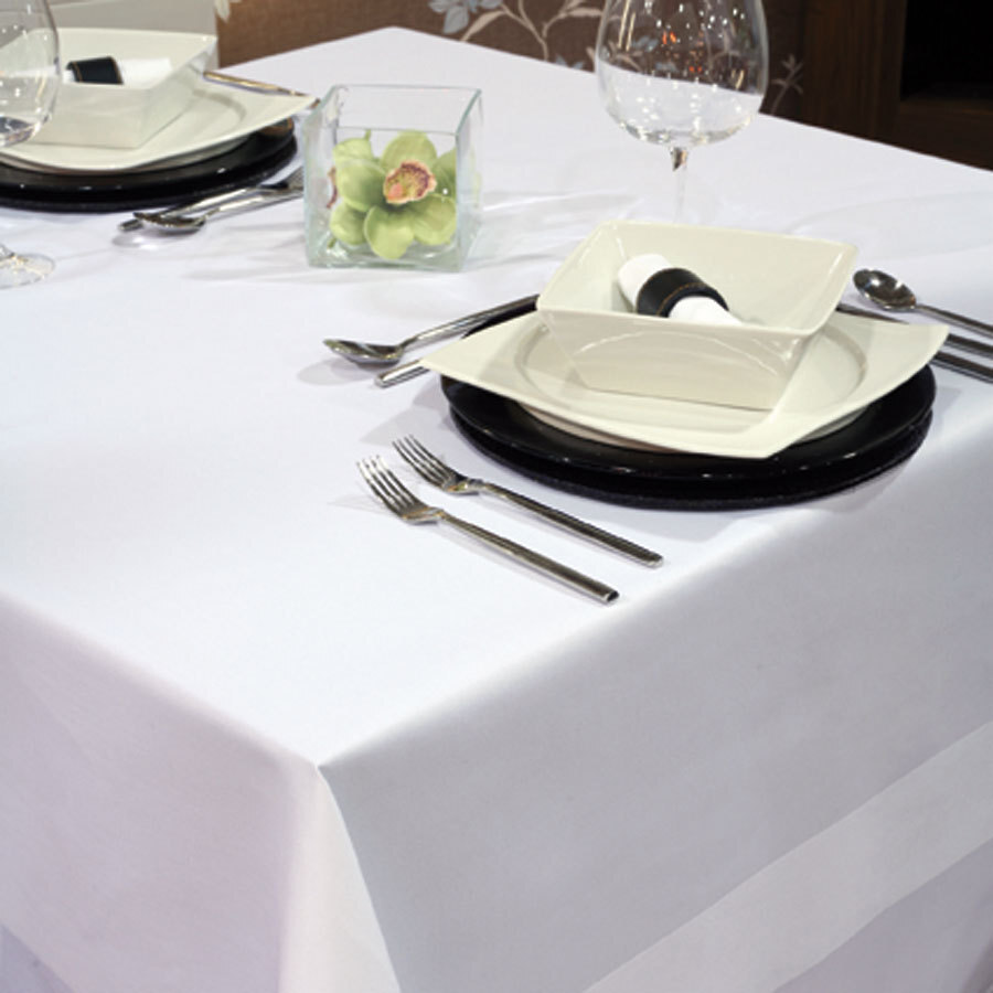 Tablecloth White Cotton Satin Band 70 x 108 inch