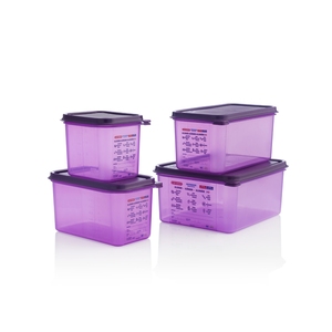 Araven Allergen Airtight Container Gastronorm 1/6 x 150mm Purple Polypropylene With ColourClips and Label