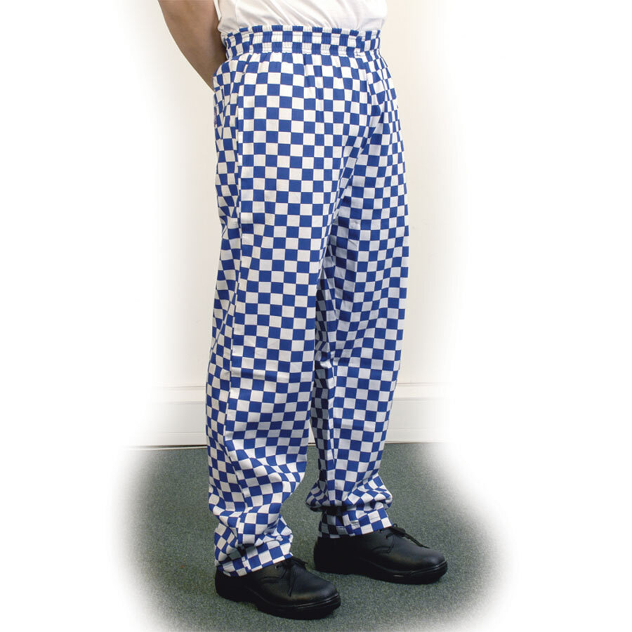 Large Blue Check Baggy Chefs Trousers