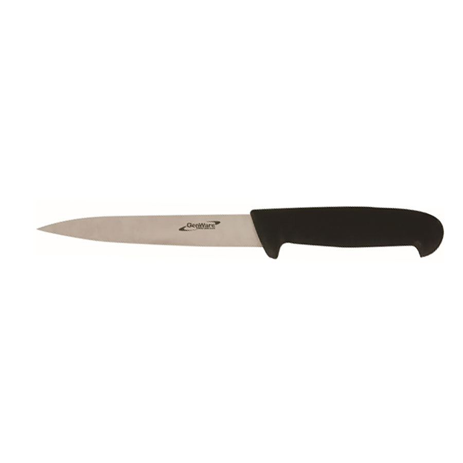 Genware Flexible Filleting Knife 6in Steel Blade Black Handle