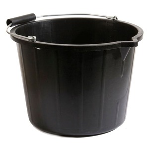 Hillbrush Heavy Duty Plastic Bucket Black 14ltr Polypropylene With Pouring Lip