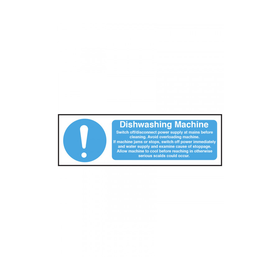 Mileta Warning Sign - Dishwashing Machine Catering Equipment Safety Notice Vinyl 100x300mm