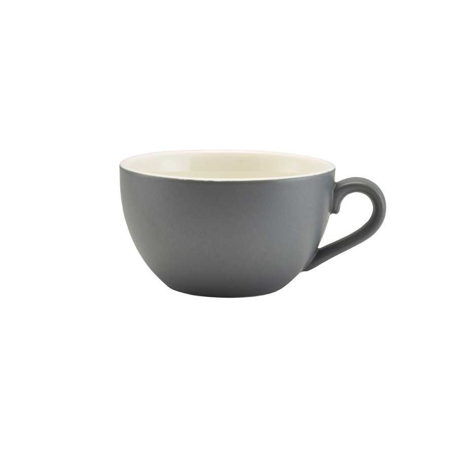 Genware Coloured Beverage Porcelain Matte Grey Bowl Shaped Cup 17.5cl 6oz