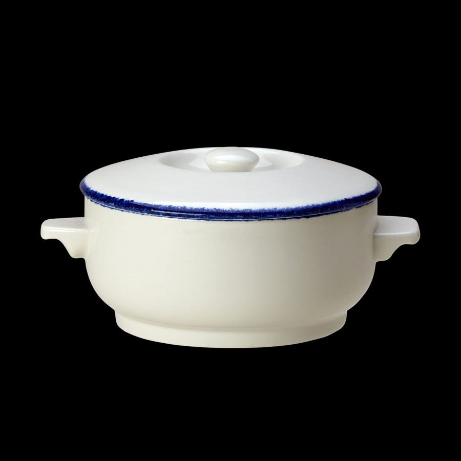 Steelite Blue Dapple Vitrified Porcelain Round Soup Bowl Base 42.5cl 16.5cm