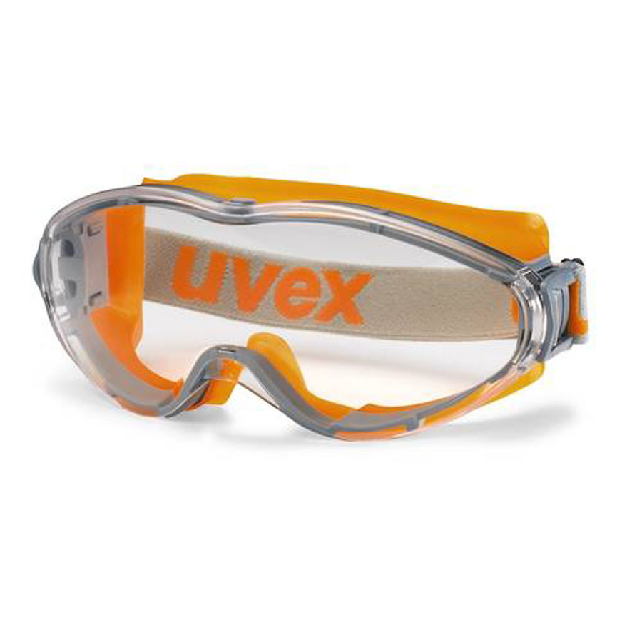 Uvex 9302-245 Orange & Grey Ultrasonic Wide Vision Clear Lens Polycarbonate Goggle