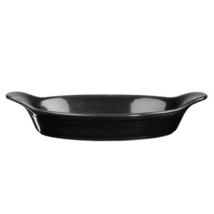 Churchill Cookware Vitrified Porcelain Metallic Black Round Eared Dish 21.5x17.5cm 59cl
