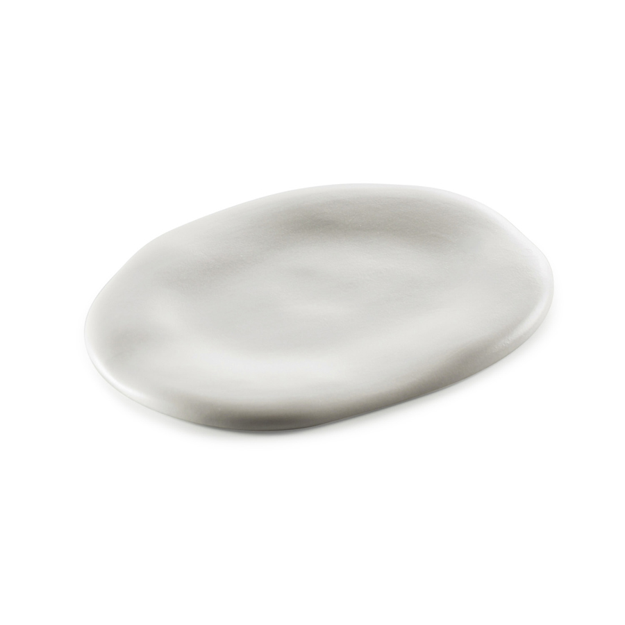 Pordamsa Nuages Porcelain Matte White Oval Plate 16x12cm