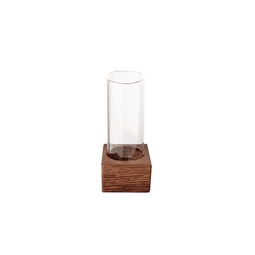 Pordamsa Borosilicate Glass Clear Pot With Wood Tray 5x5cm 65ml