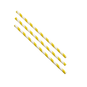 Paper Straws Yellow and White Stripes 20cm