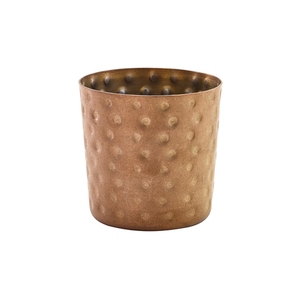 Genware Round Copper Vintage Stainless Steel Hammered Serving Cup 8.5x8.5cm 42cl/14.8oz