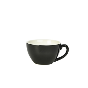 Genware Coloured Beverage Porcelain Black Bowl Shaped Cup 34cl 12oz