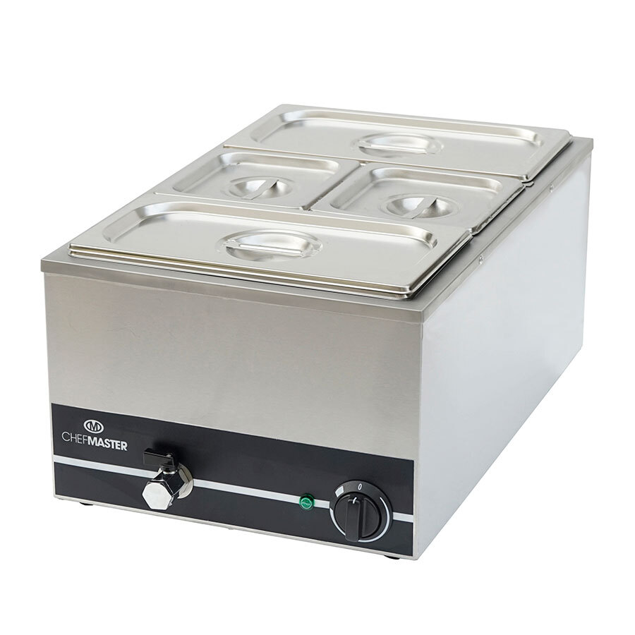 Chefmaster 1/1 Gastronorm Wet Well Bain-Marie - with Tap & Pans