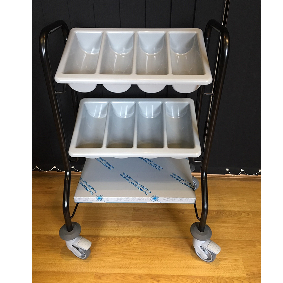 Cutlery Trolley 2 Containers - Black Frame