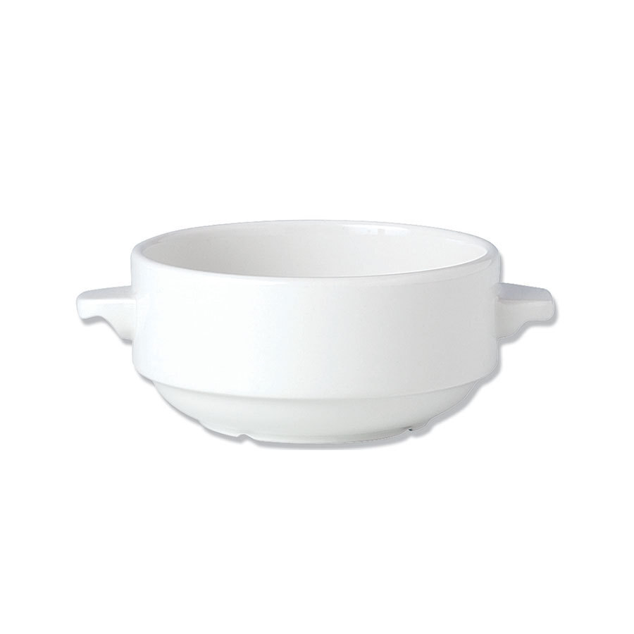 Steelite Simplicity Vitrified Porcelain White Round Lugged Stacking Soup Cup 28.5cl