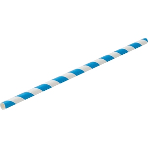 Paper Blue Stripe Straw 8 Inch 20cm