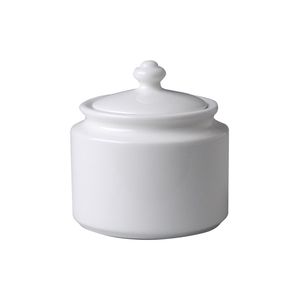 Rak Banquet Vitrified Porcelain White Round Sugar Bowl & Lid 27cl