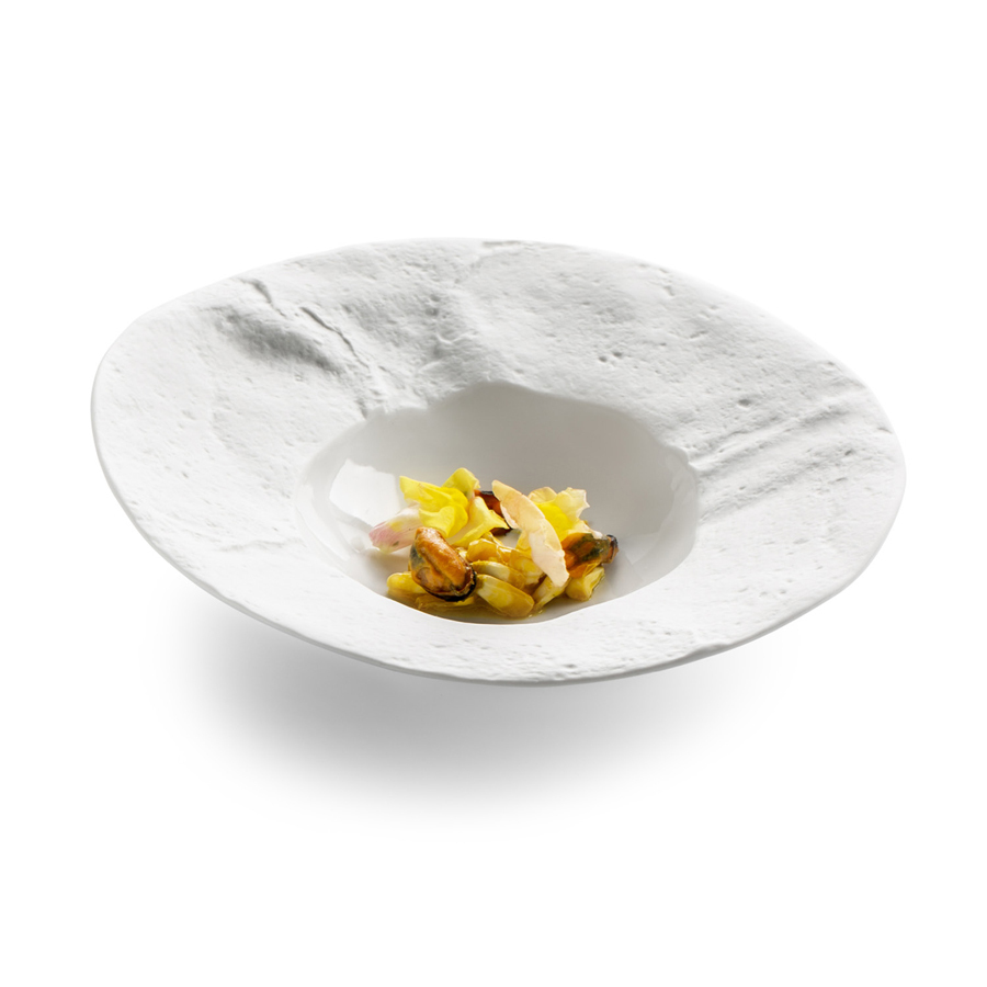 Pordamsa Sand Porcelain Gloss/Matte White Round Deep Plate 24cm 15cl
