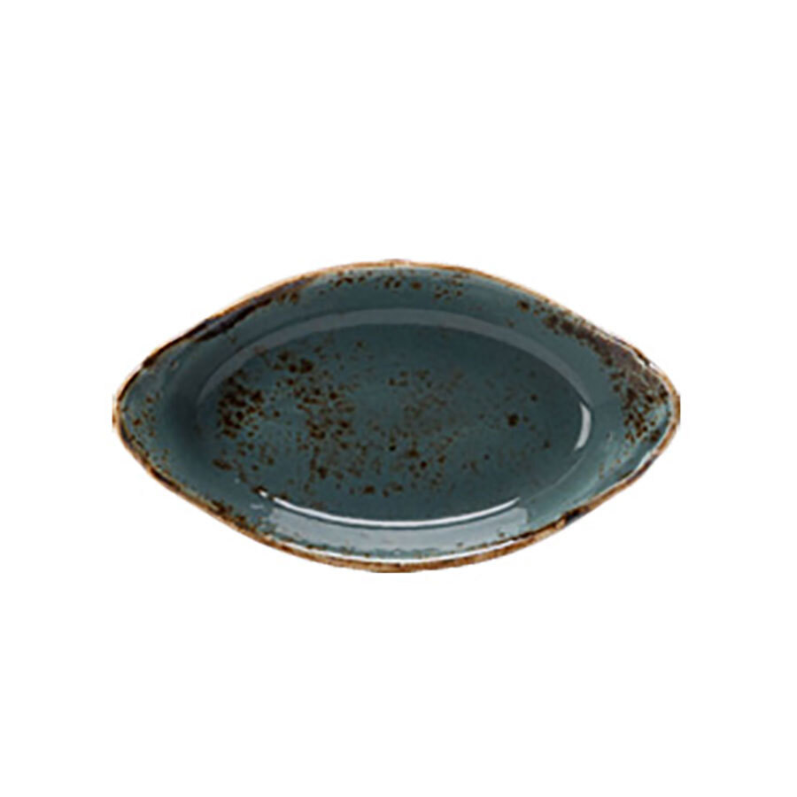 Steelite Craft Vitrified Porcelain Blue Oval Eared Dish 24.5x13.5cm