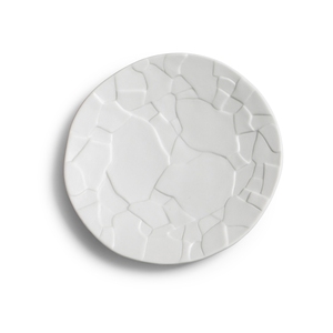 Pordamsa Trencadis Porcelain Matte White Round Plate 16cm