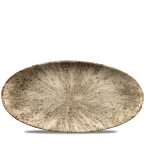 Stone Agate Grey Oval Chefs Plate 13 3/4X6 3/4 inch