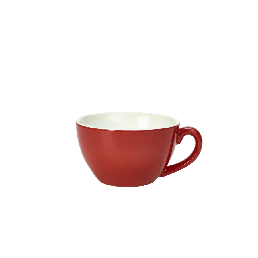 Genware Coloured Beverage Porcelain Red Bowl Shaped Cup 34cl 12oz