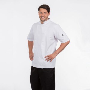 Unisex White Polycotton Short Sleeve Button Chef Jacket