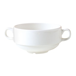 Steelite Monaco Vitrified Porcelain White Round Handled Soup Cup Stackable 28.5cl