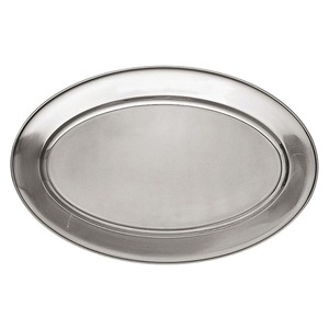 Meat Flat Stainless Steel Oval 14 x 20cm