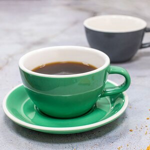 Superwhite Café Porcelain Gloss Black Bowl Shaped Cup 45.4cl 16oz