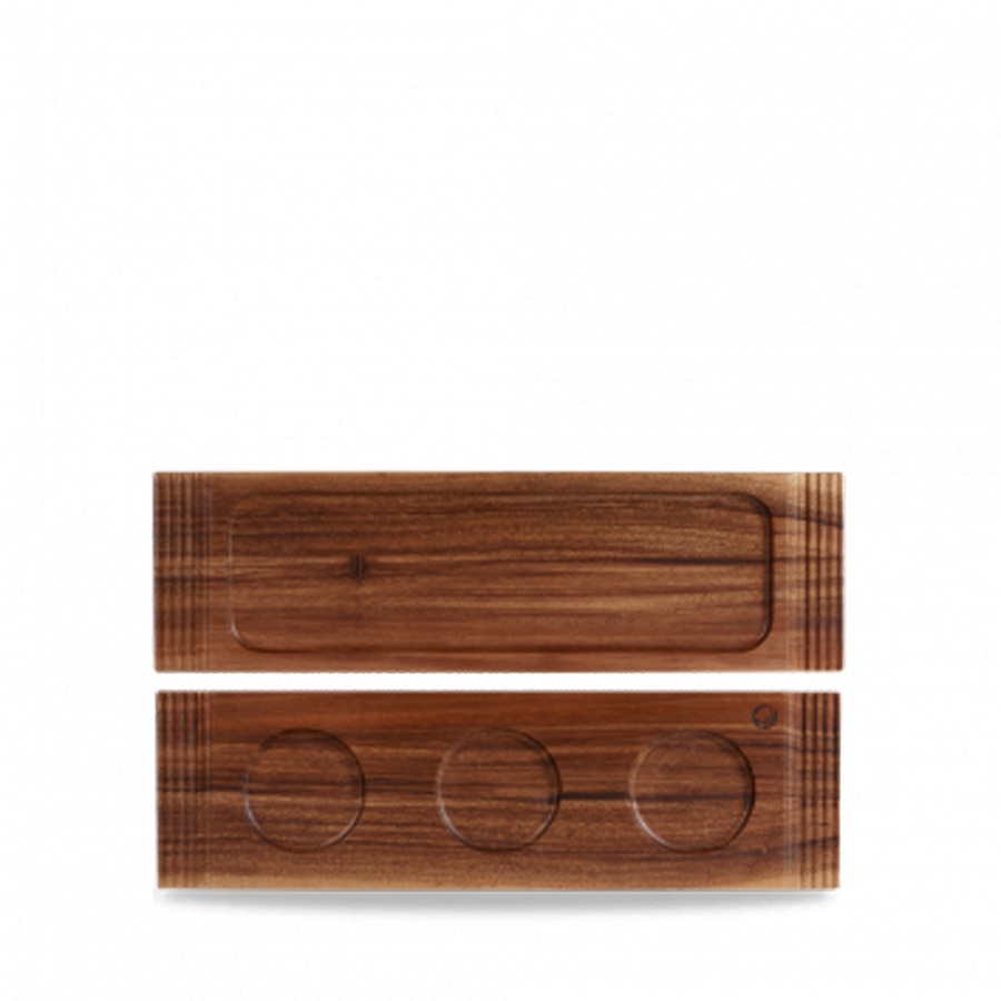 Churchill Art De Cuisine Rustic Acacia Wood Rectangular Double Handled Board 40x11cm