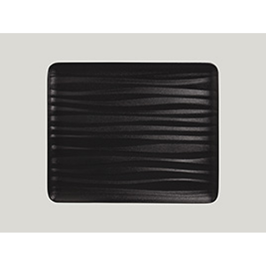 Rak Shared Vitrified Porcelain Black Embossed Rectangular Platter 32.5x26.5cm