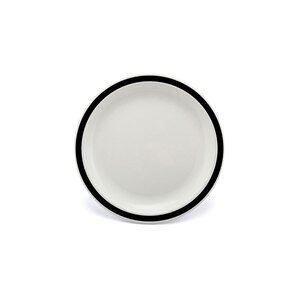 Harfield Duo Polycarbonate White Round Narrow Black Rim Plate 17cm