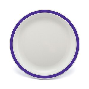 Harfield Duo Polycarbonate White Round Narrow Purple Rim Plate 23cm