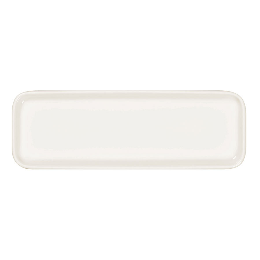 Rak Fractal Vitrified Porcelain White Rectangular Flat Plate 24x8cm