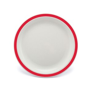 Harfield Duo Polycarbonate White Round Narrow Red Rim Plate 23cm