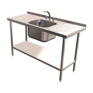 Quick Service Single 59L Sink - with Double Drainer - 1500 x 600mm