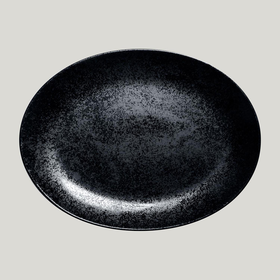 Rak Karbon Vitrified Porcelain Black Oval Platter 36x27cm