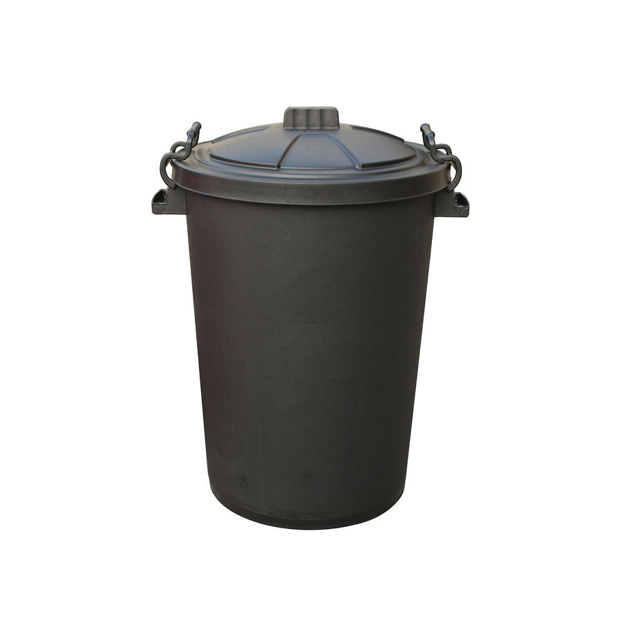 Stacking Bin With Clip On Lid Black 85ltr