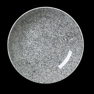 Steelite Ink Crackle Vitrified Porcelain Black Round Coupe Bowl 25.5cm